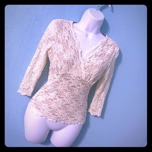 Cabi Cream Lace 3/4 length sleeves
